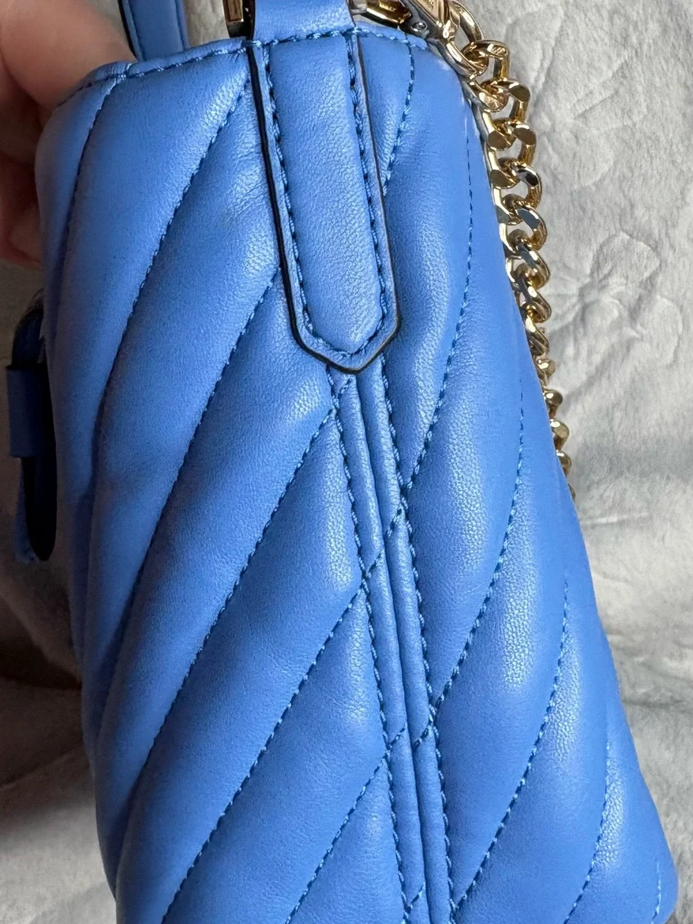 Michael Kors Bright Blue Quilted Leather Drawstring Shoulder Bag